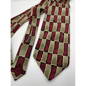 Zanzara Carnaval de Venise Mens Silk Tie Geometric Block Green Red Italy
